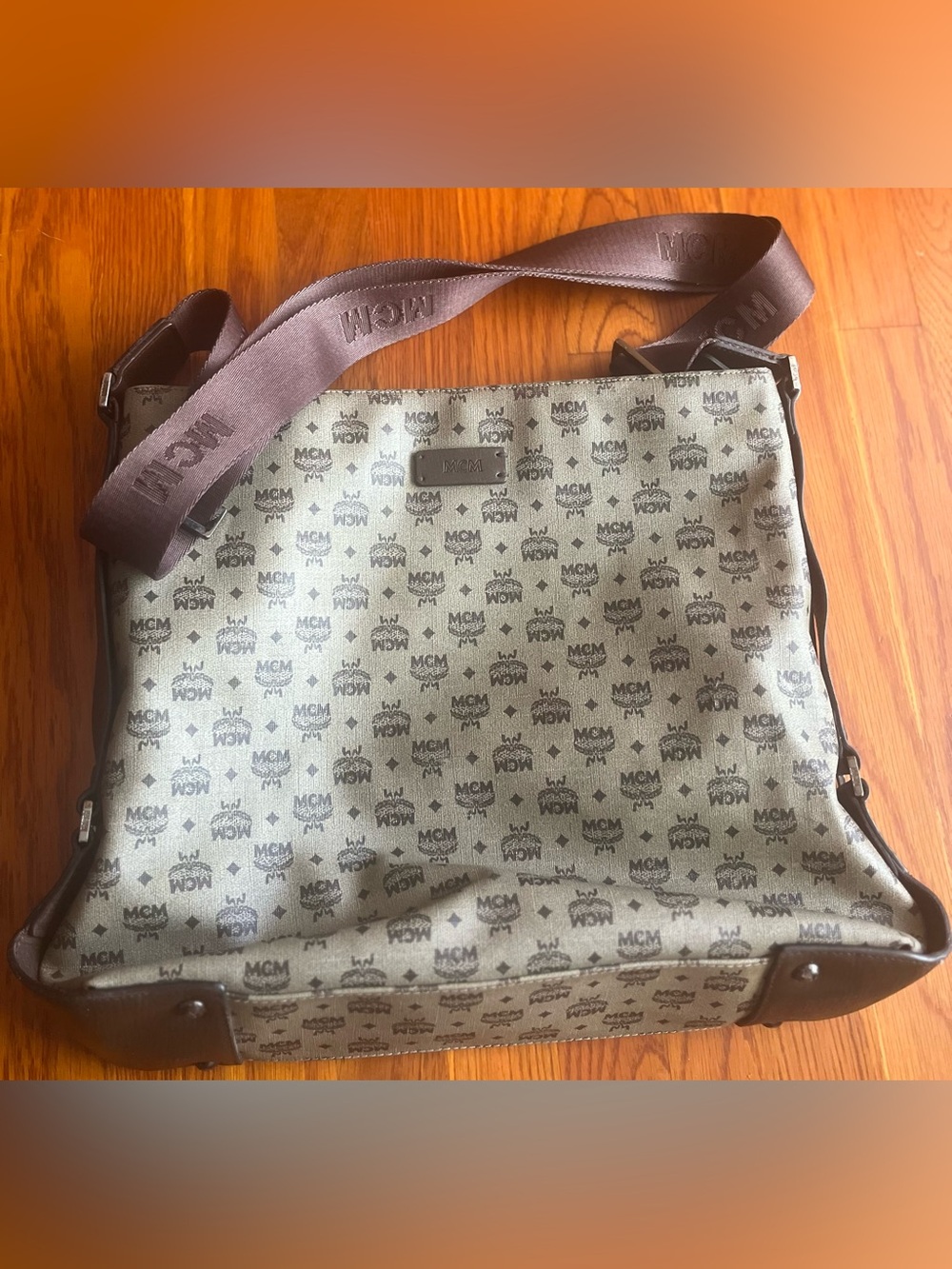 MCM Monogram Zip Top Shoulder  canvas Bag